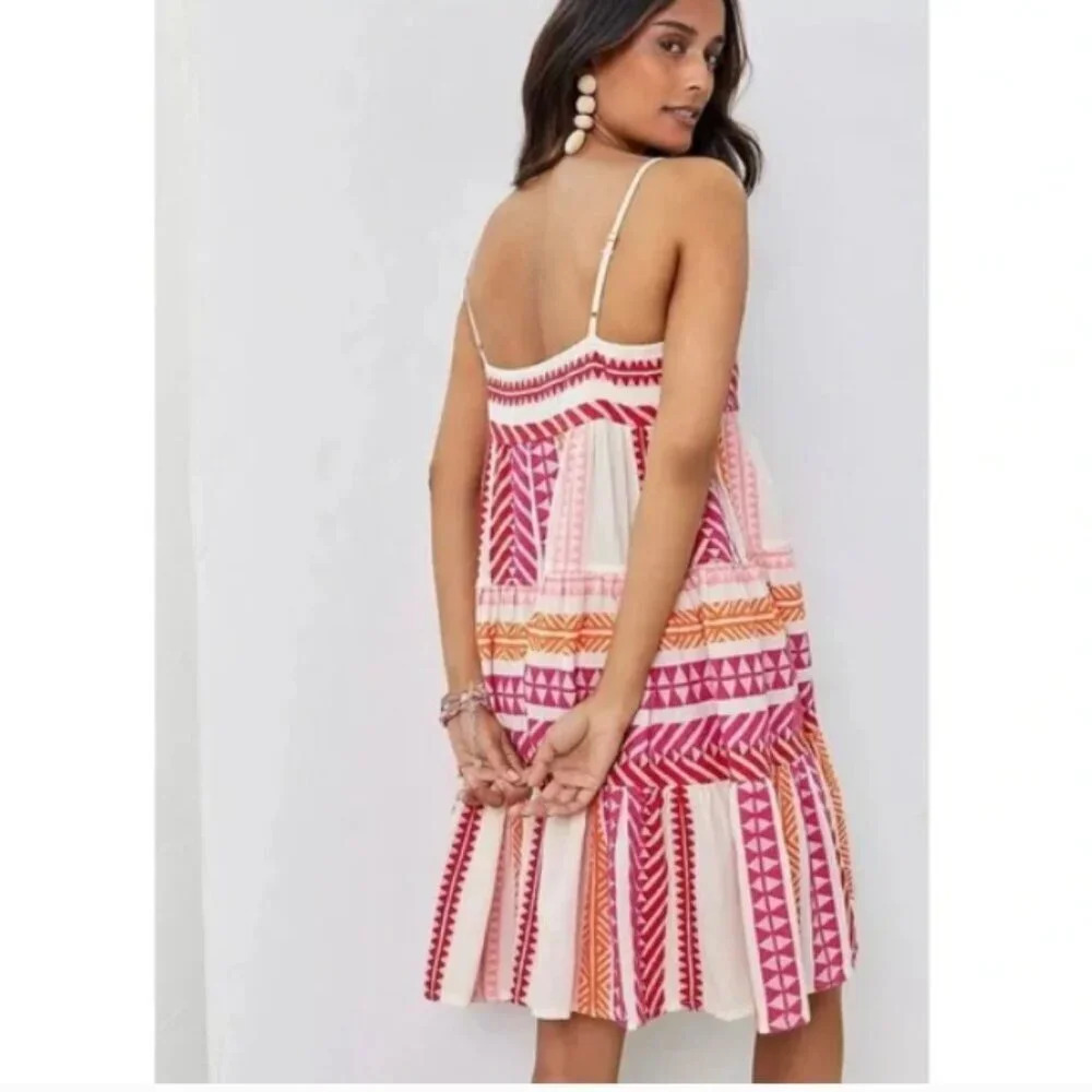 ANTHROPOLOGIE Devotion twins Embroidered Square-Neck Mini Dress size Medium - Picture 7 of 8